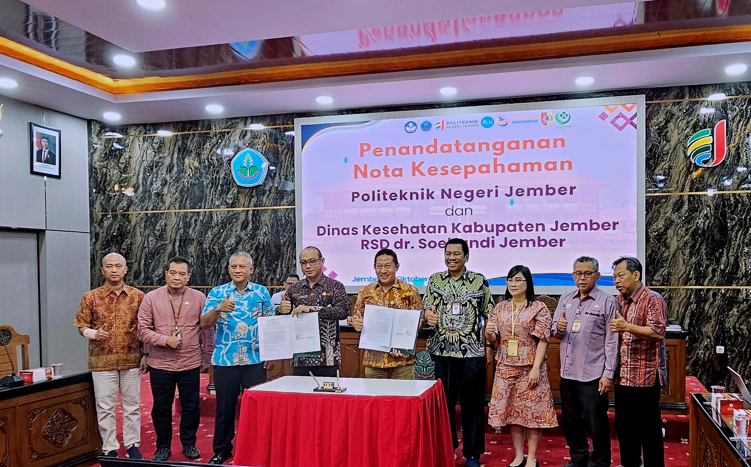 Penandatanganan Nota Kesepahaman antara Polije dng Dinas Kesehatan Jember & RSD dr. Soebandi Jember
